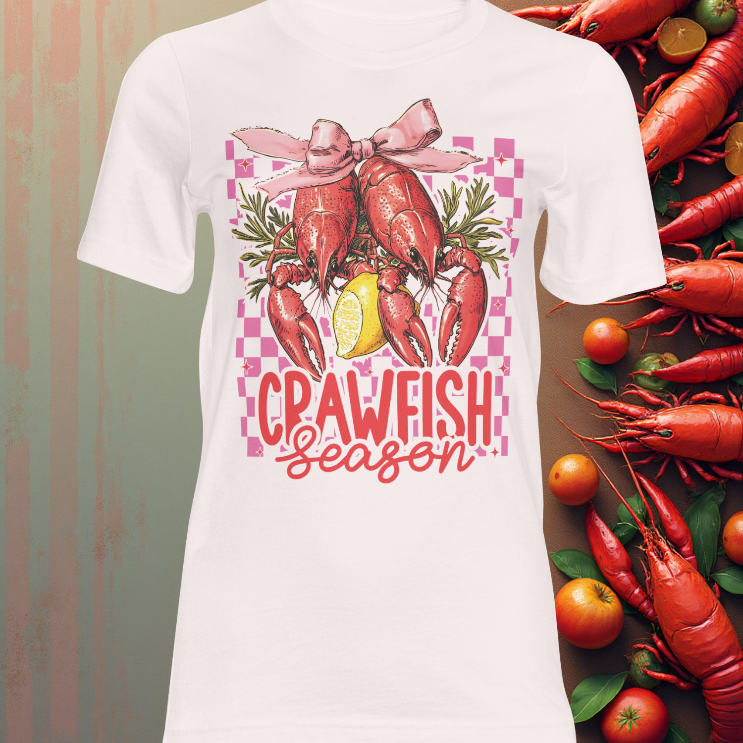 Crawfish Season Checkered DTF Single Print