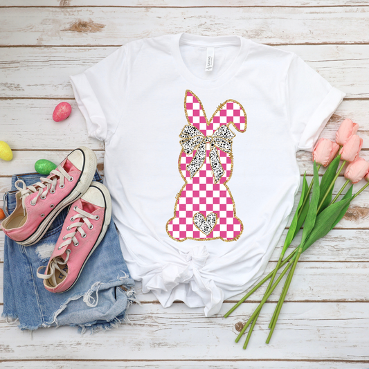 Plaid Bunny - White Bella Canvas
