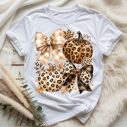 Leopard Pumpkins & Bows DTF Single Print