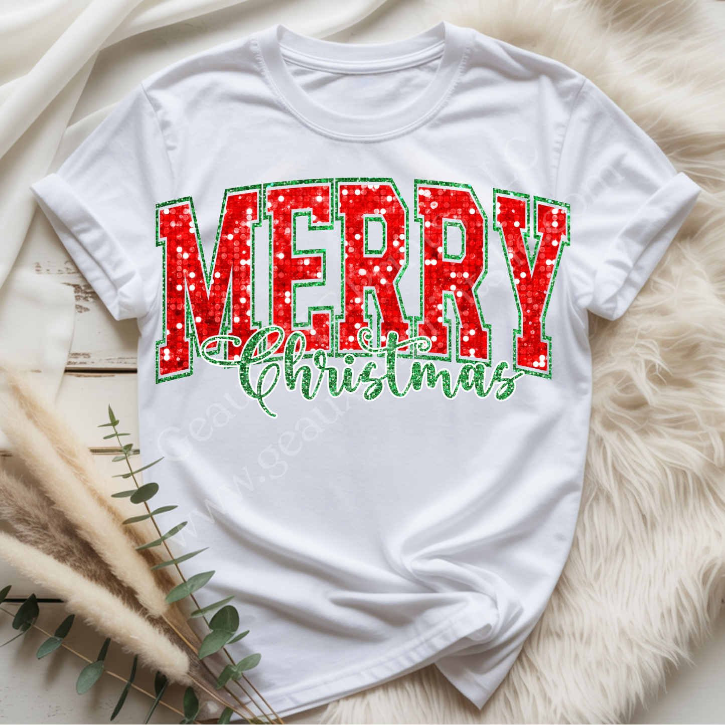 Glitter Merry Christmas DTF Single Print