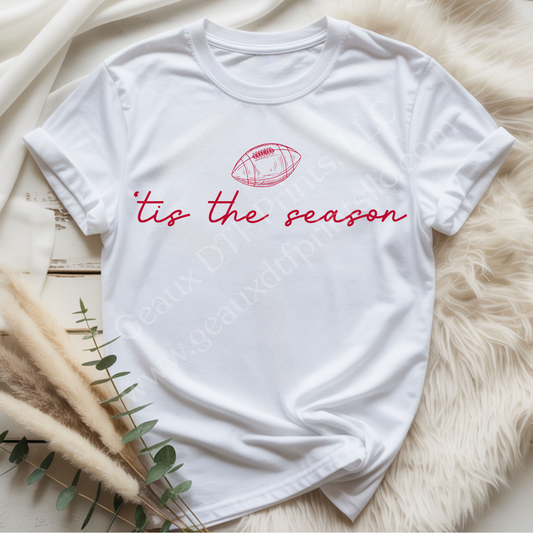 Tis The Season Football Red DTF Single Print