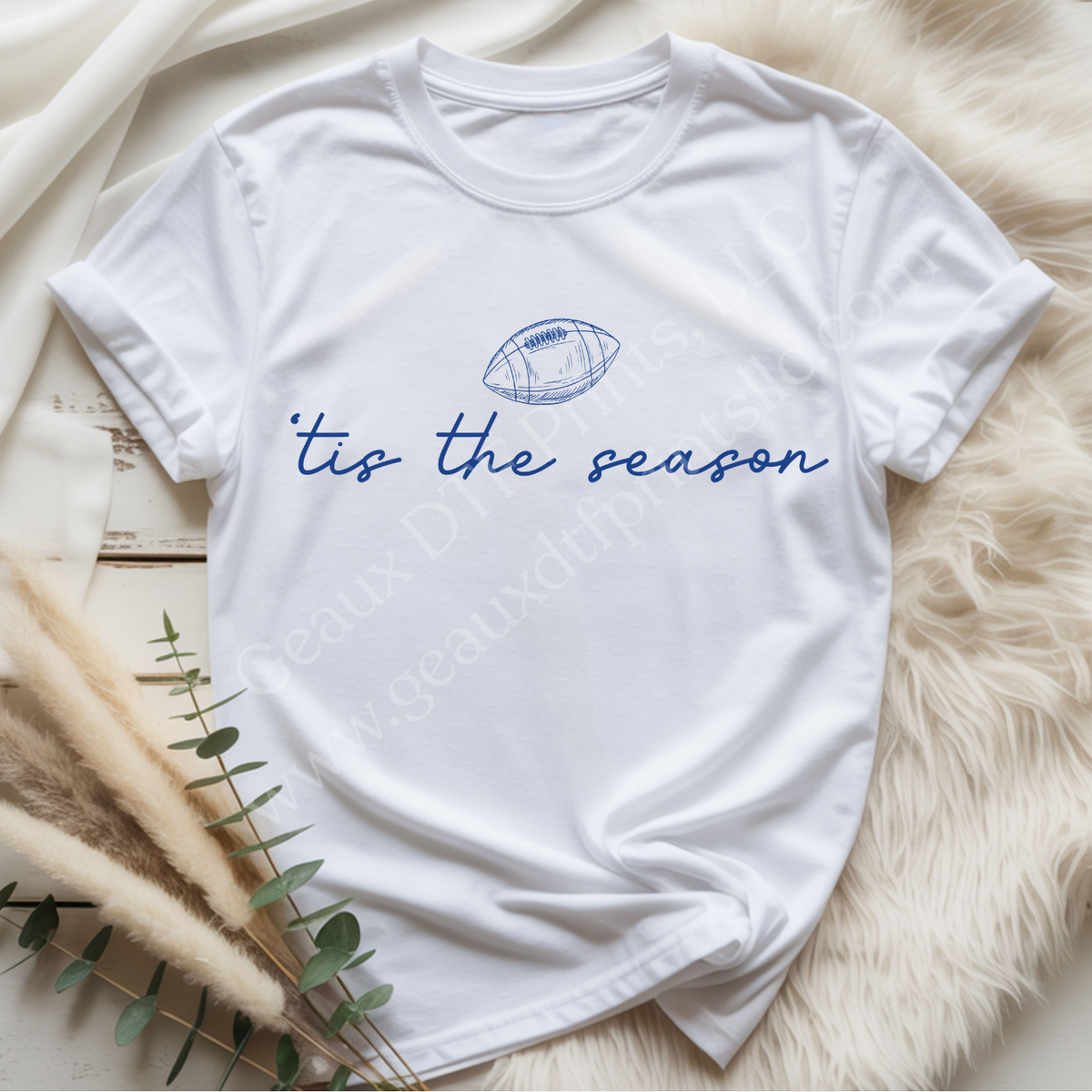Tis The Season Football Blue DTF Single Print
