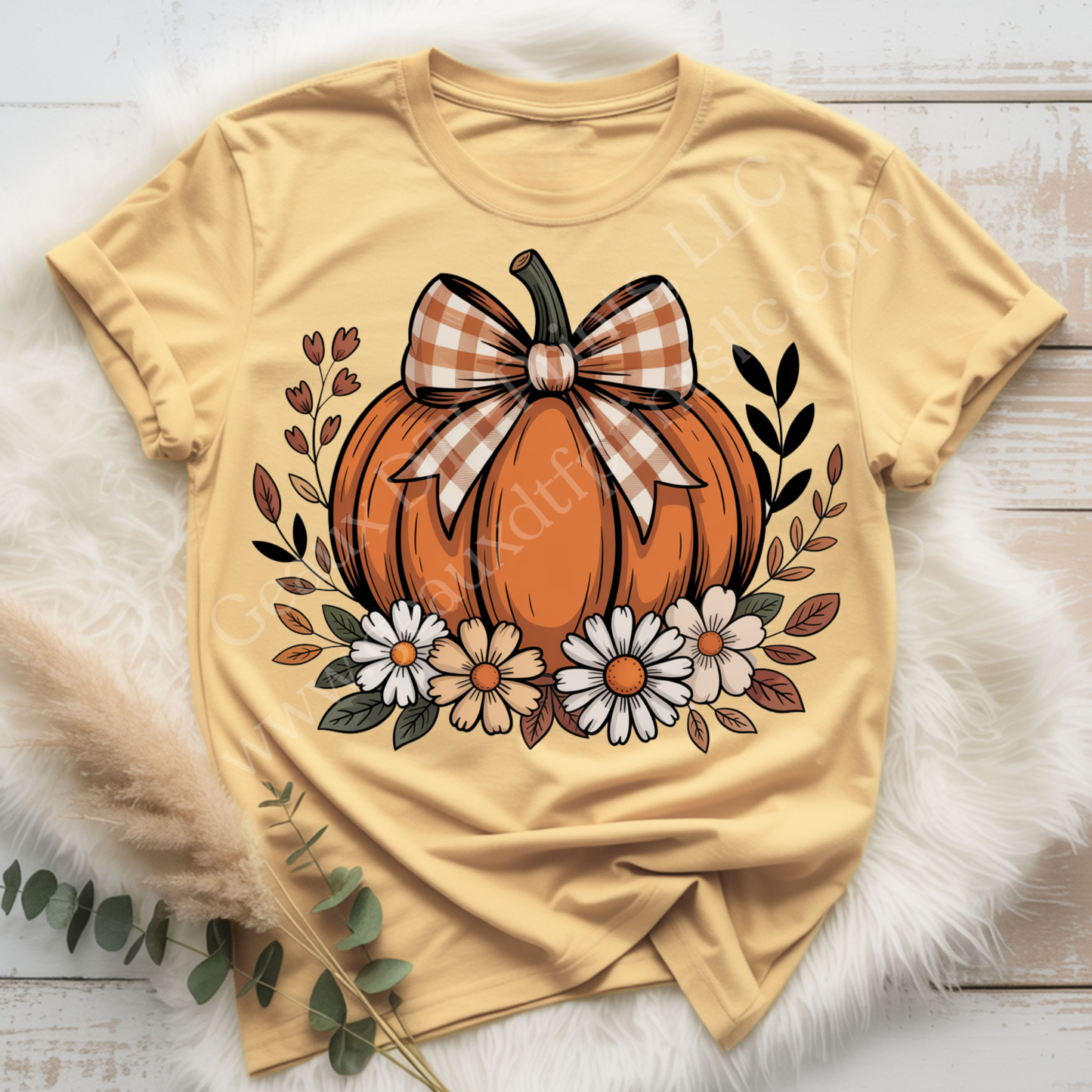 Pumpkin Plaid Bow DTF Single Print