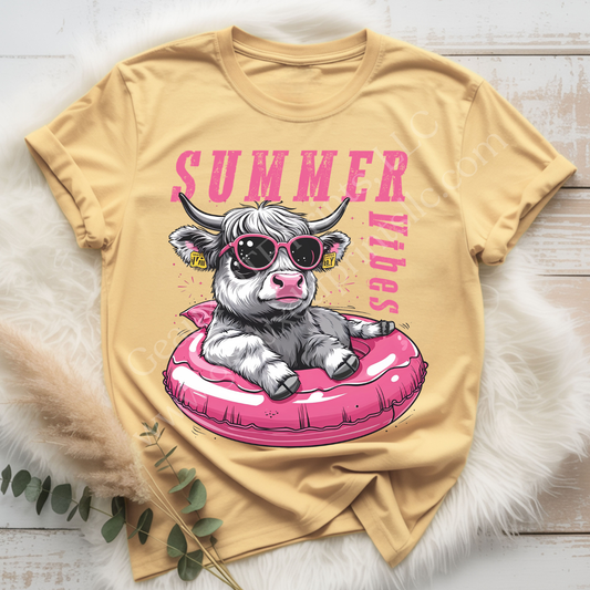 Summer Vibes Cow DTF Single Print
